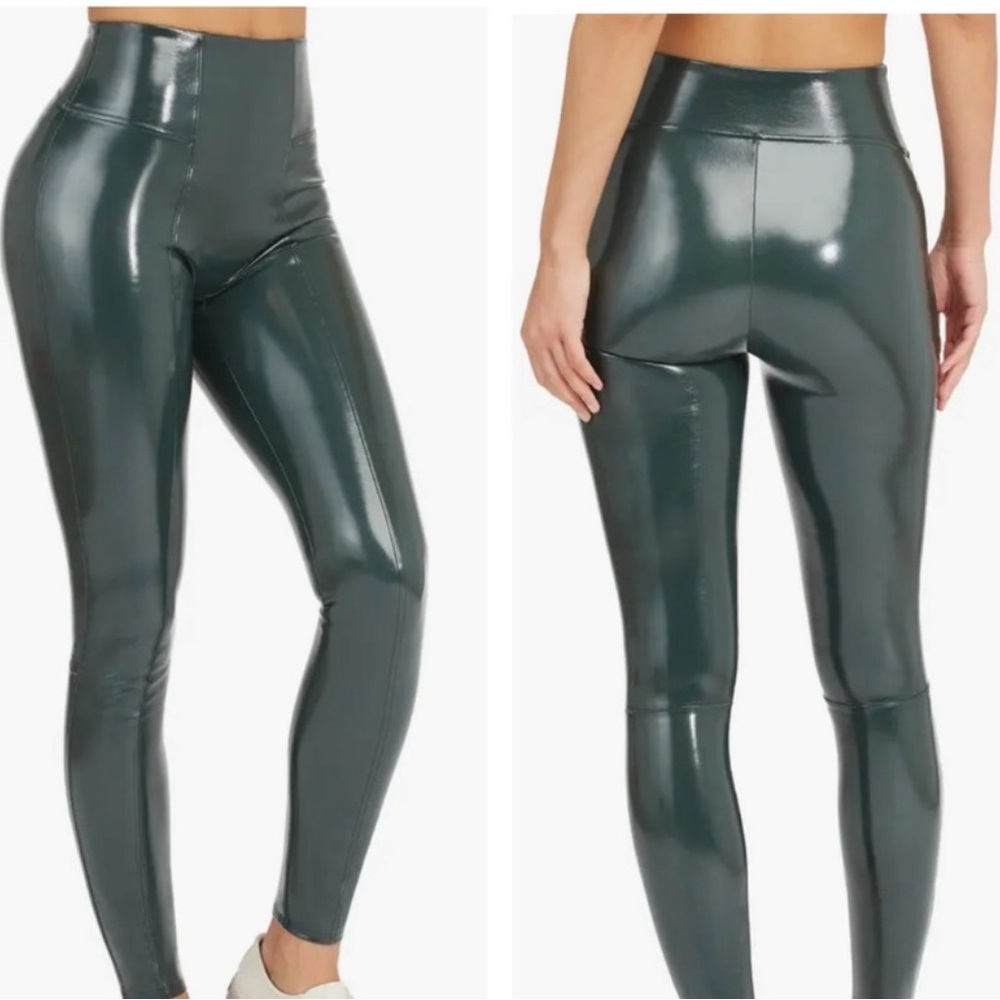 Spanx Green Faux Leather Leggings Large